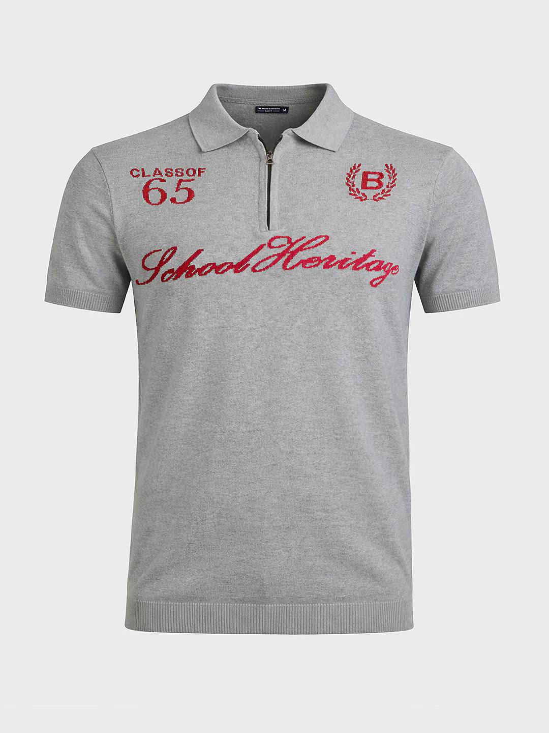 Men's Grey Slim Fit Solid Casual Polo T-Shirt - Image 5