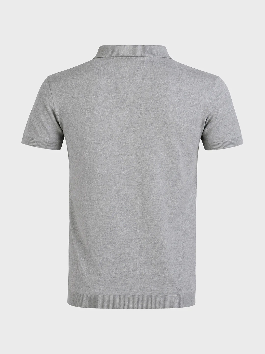 Men's Grey Slim Fit Solid Casual Polo T-Shirt - Image 6