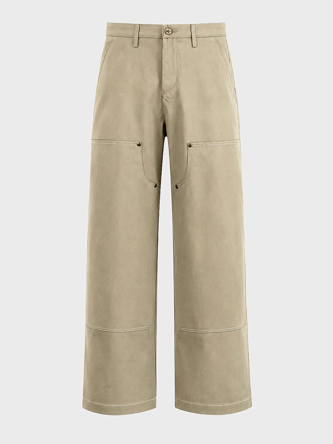 Men's Khaki Baggy Fit Solid Utility Trousers - Image 7