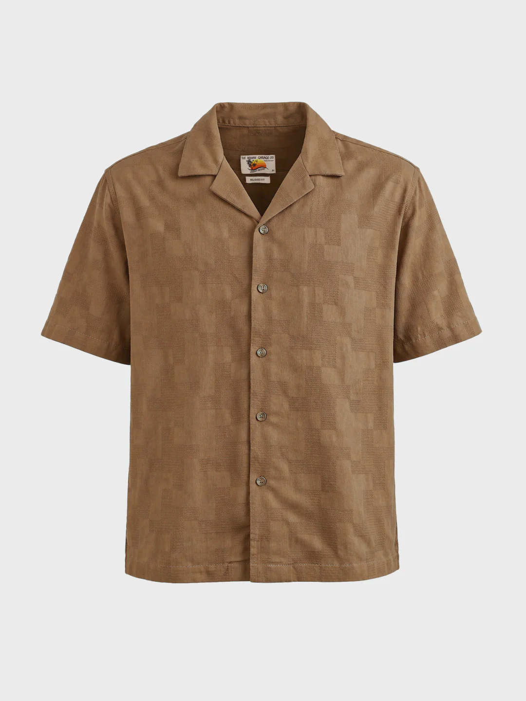 Men's Khaki Relaxed Fit Solid Casual Shirt - Image 6