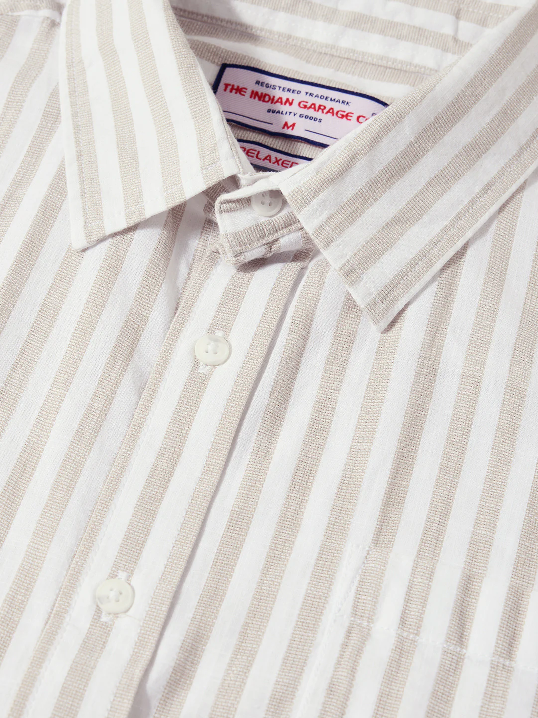 Men's Khaki Super Relaxed Fit Vertical Stripes Casual Shirt - Image 3