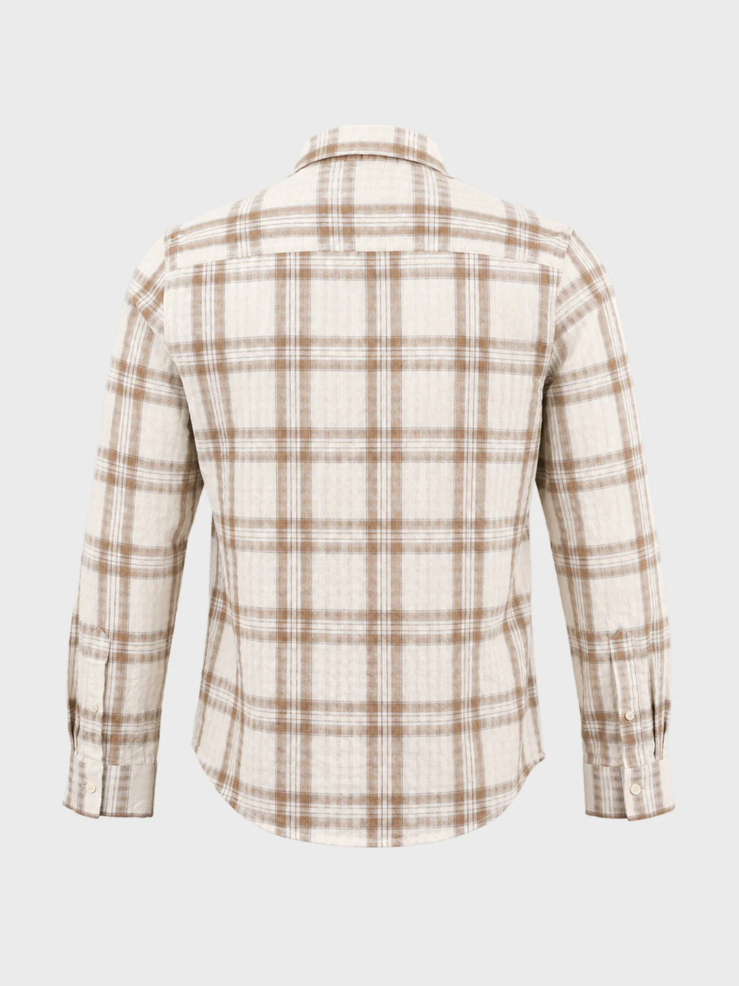 Men's Khaki Slim Fit Checkered Casual Shirt - Image 7