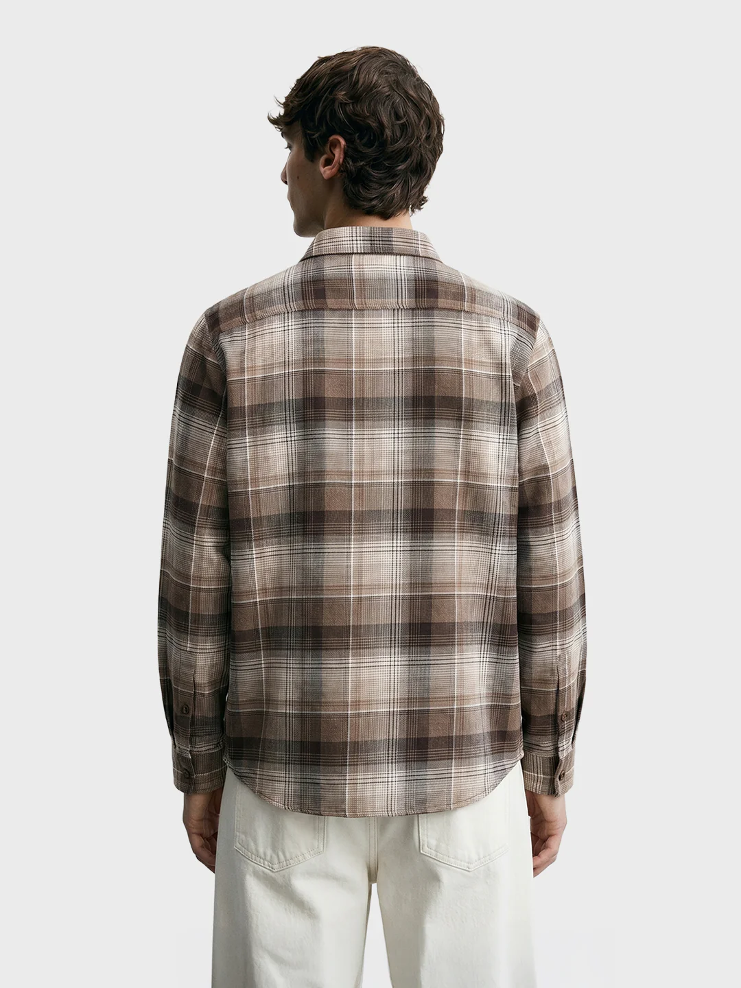 Men's Khaki Slim Fit Checkered Casual Shirt - Image 5