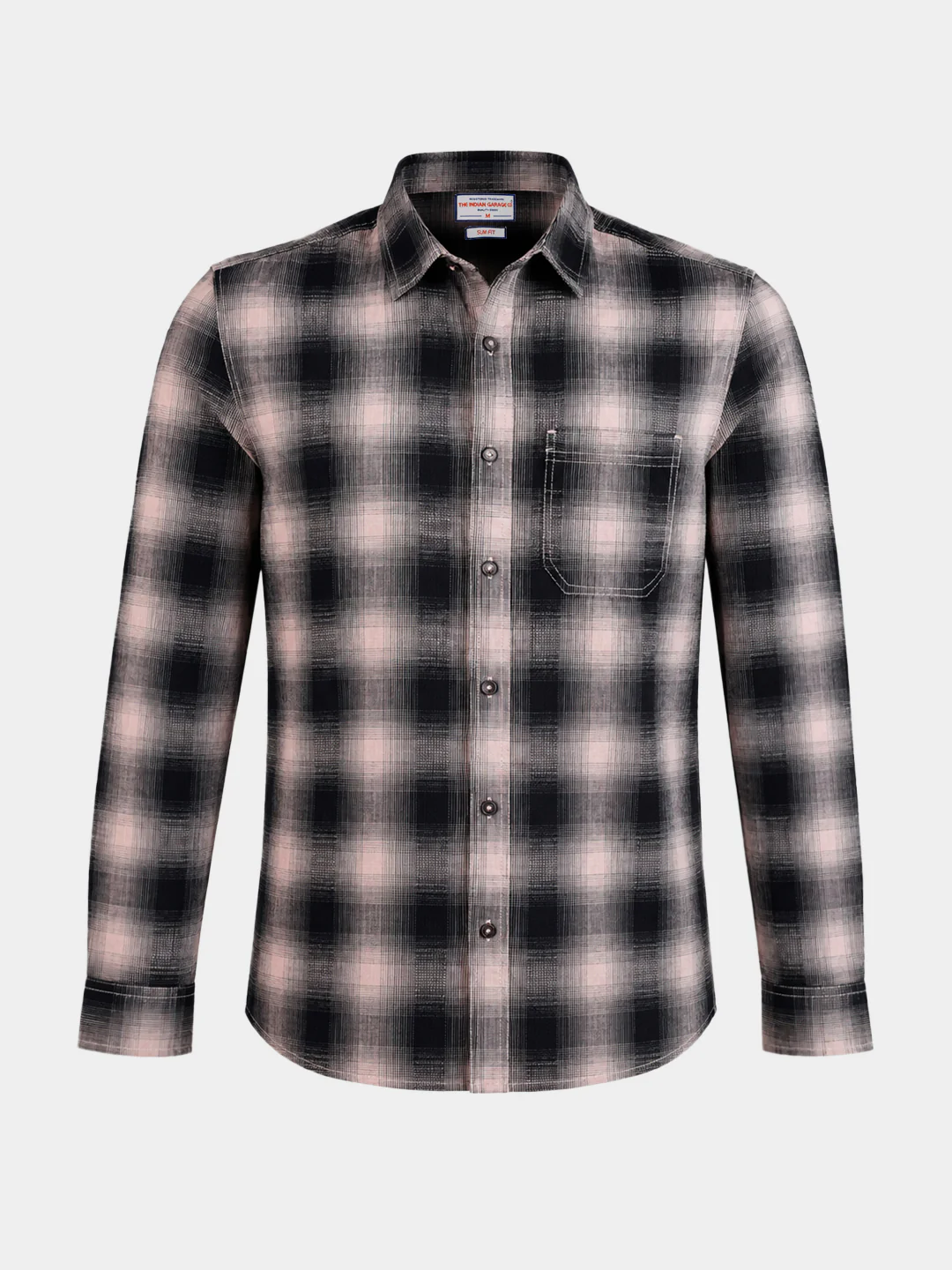 Men's Grey Slim Fit Checkered Casual Shirts - Image 6