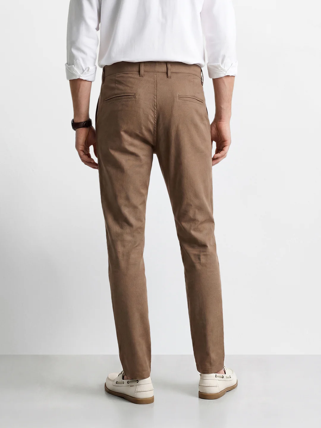 Men's Khaki Slim Fit Solid Casual Chinos - Image 5