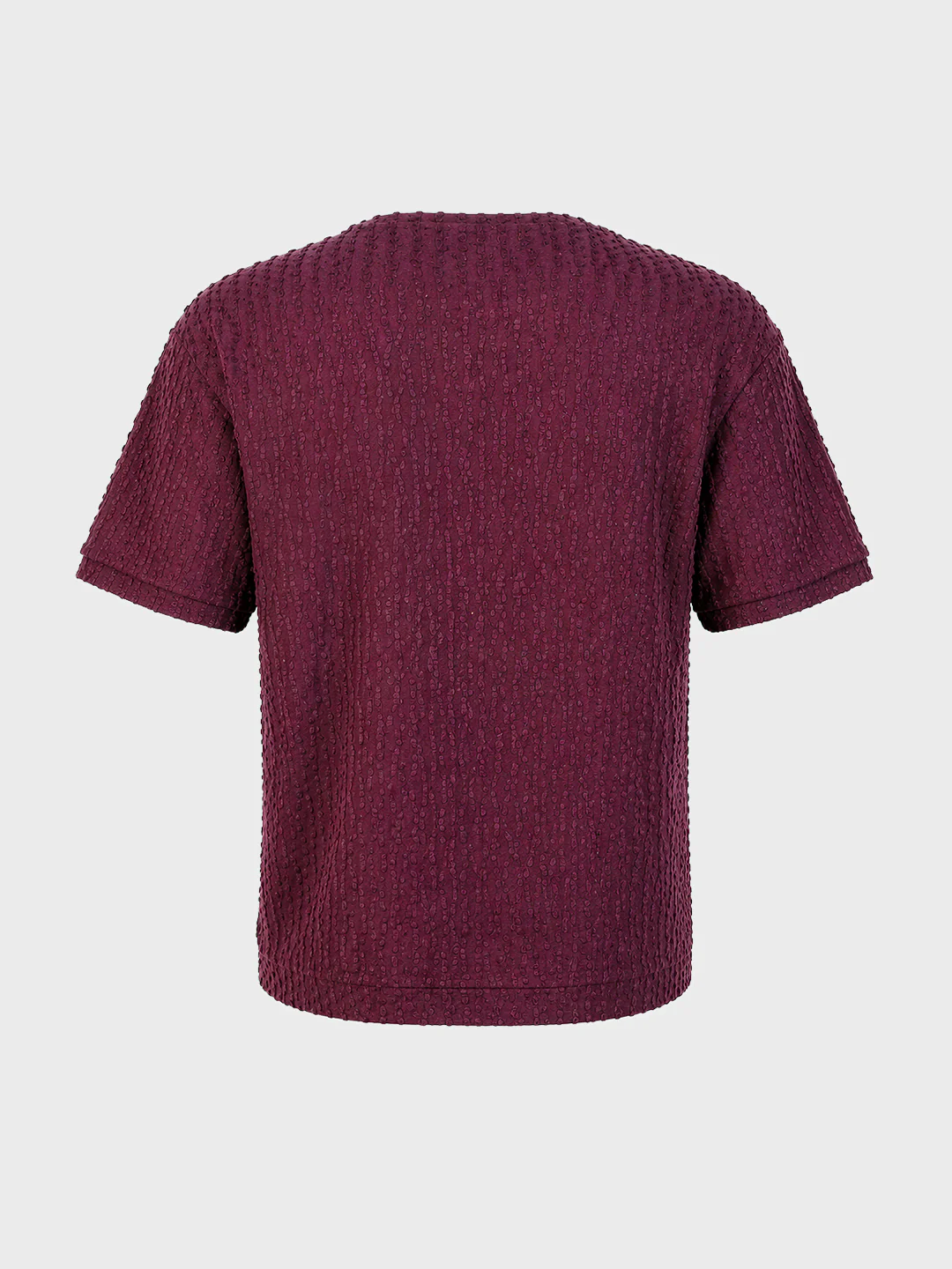 Men's Maroon Boxy Fit Textured Resort Wear T-Shirt - Image 6