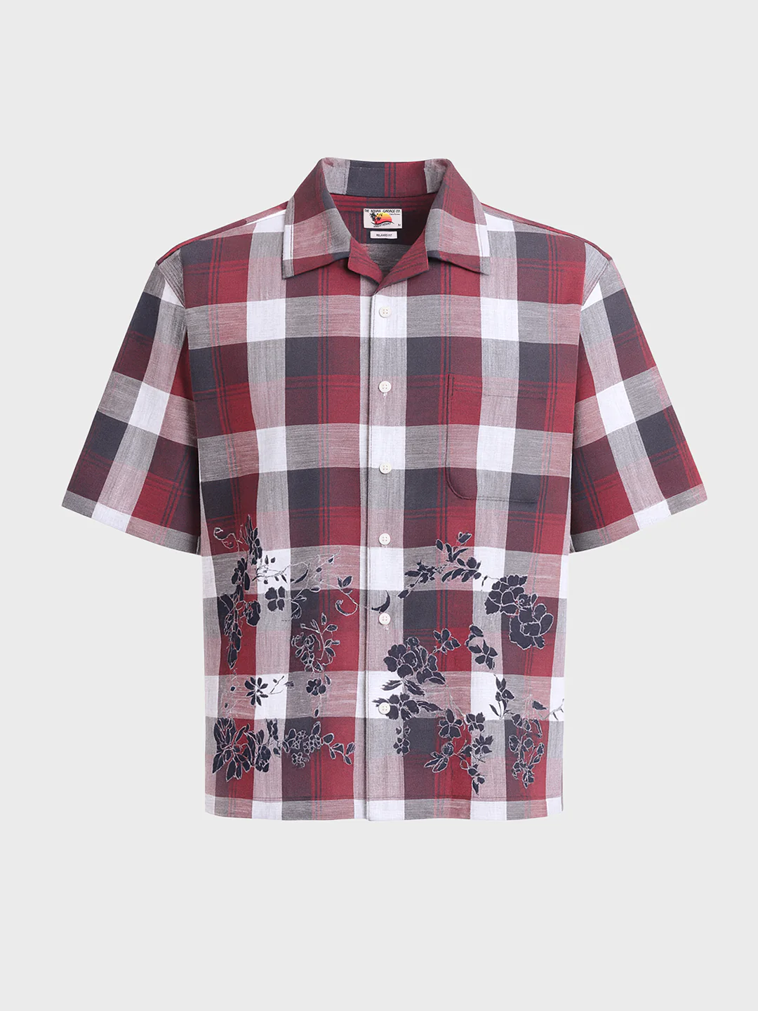 Men's Maroon Oversized Fit Embroidered Resort Wear Shirt - Image 4