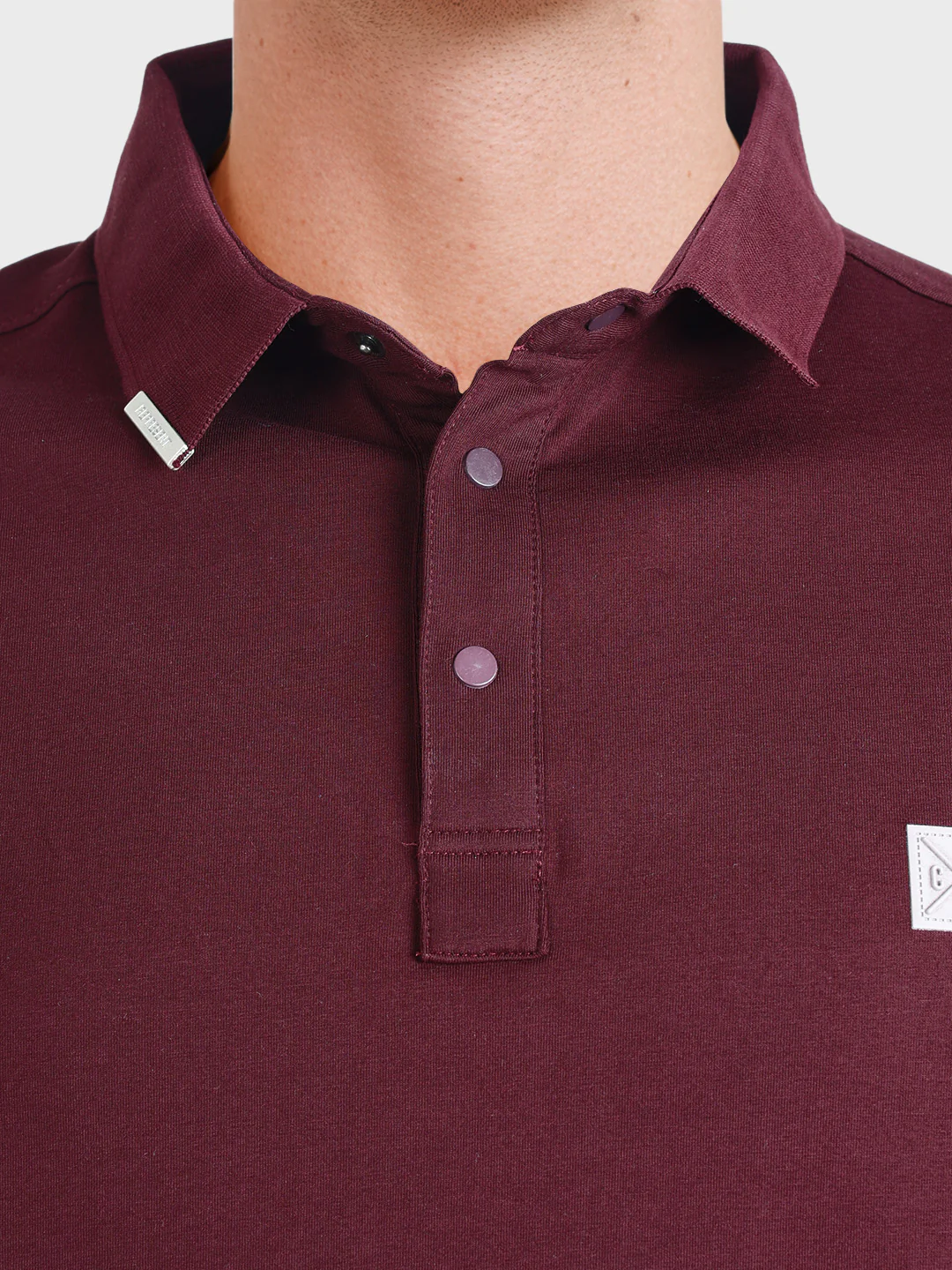 Men's Maroon Regular Fit Solid Casual Polo T-Shirts - Image 3
