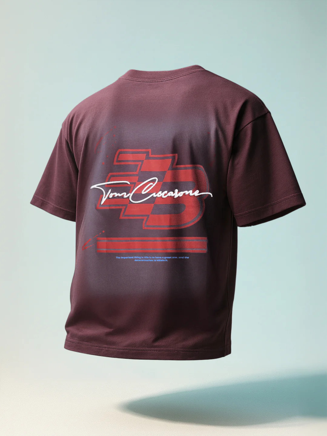 Men's Maroon Relaxed Fit Embroided 240 GSM Casual T-Shirt - Image 8
