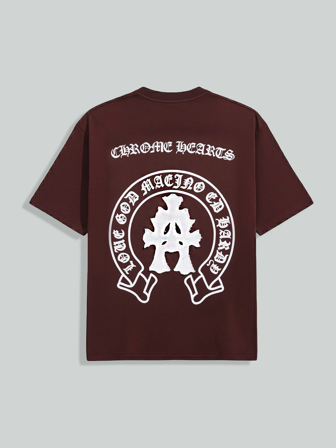 Men's Maroon Relaxed Fit Embroided 240 GSM Casual T-Shirt - Image 4
