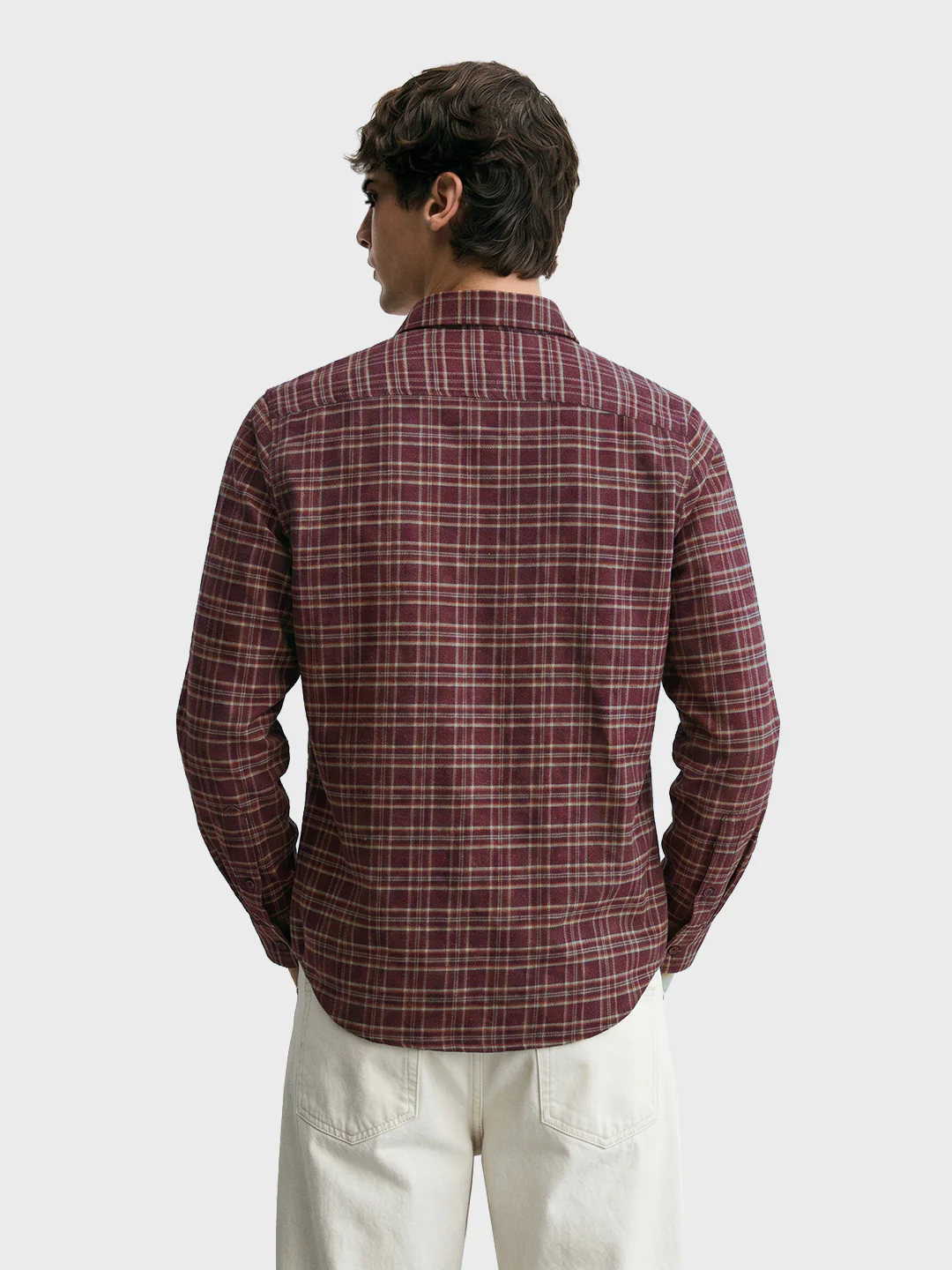 Men's Maroon Slim Fit Checkered Casual Shirt - Image 5