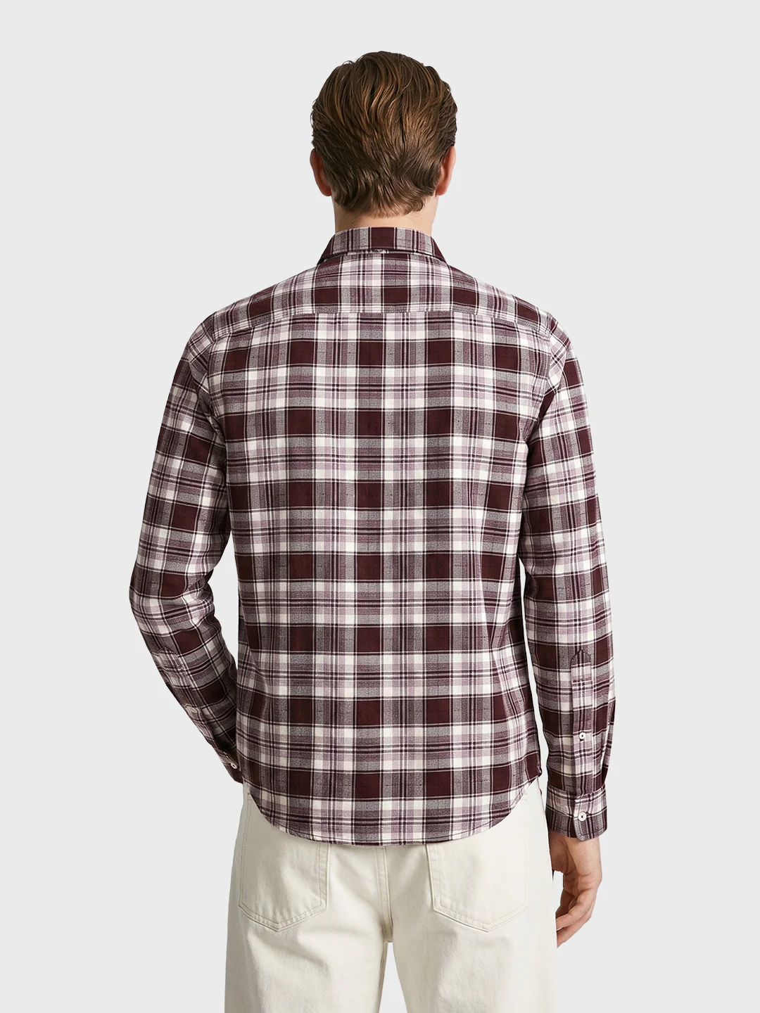 Men's Maroon Slim Fit Checkered Casual Shirt - Image 5