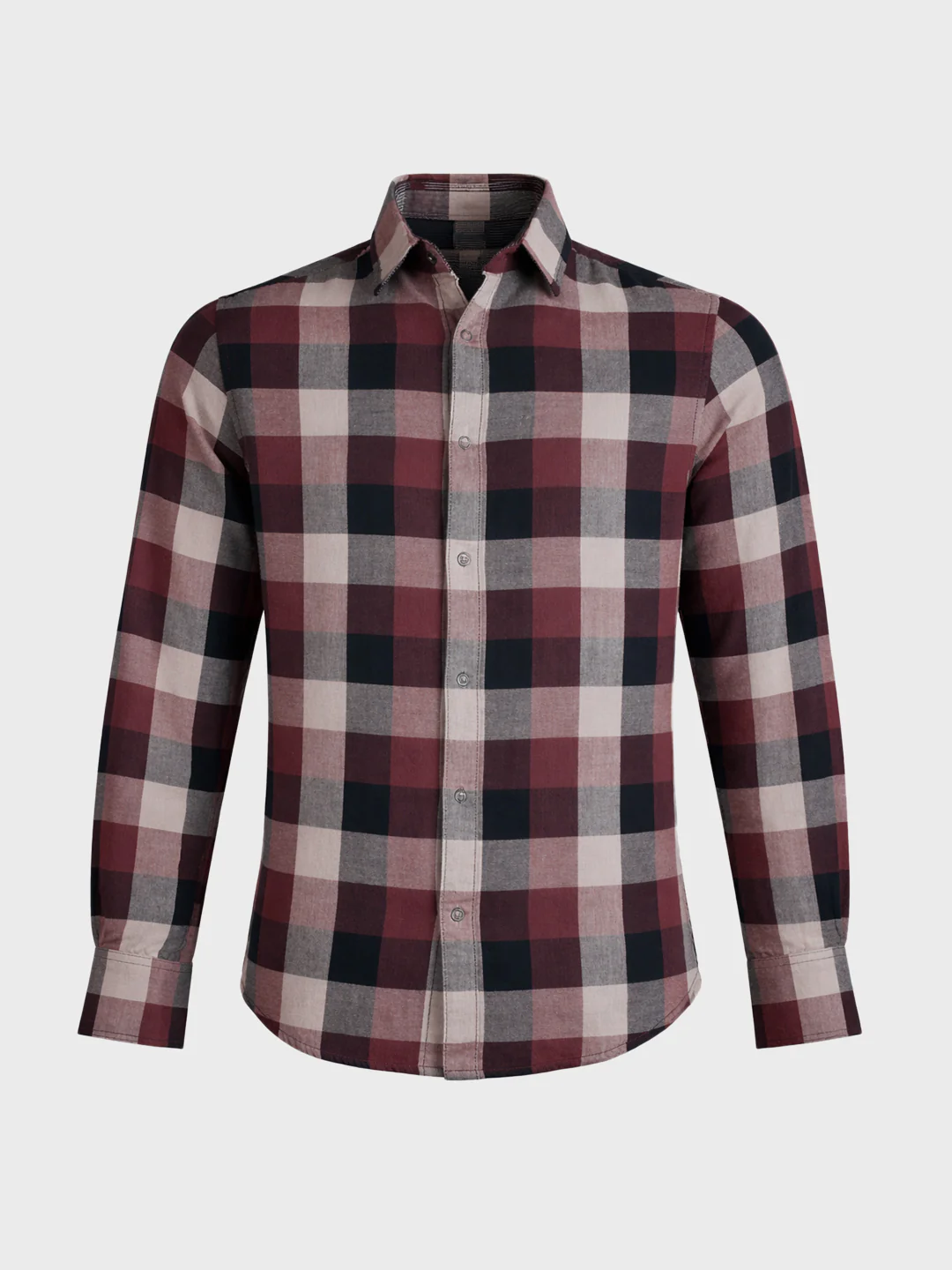 Men's Maroon Slim Fit Checkered Casual Shirt - Image 6