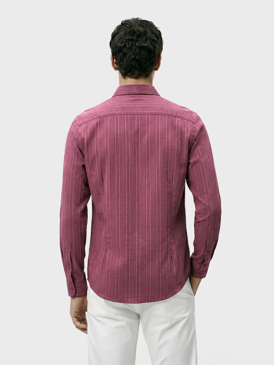 Men's Maroon Slim Fit Solid Casual Shirt - Image 5