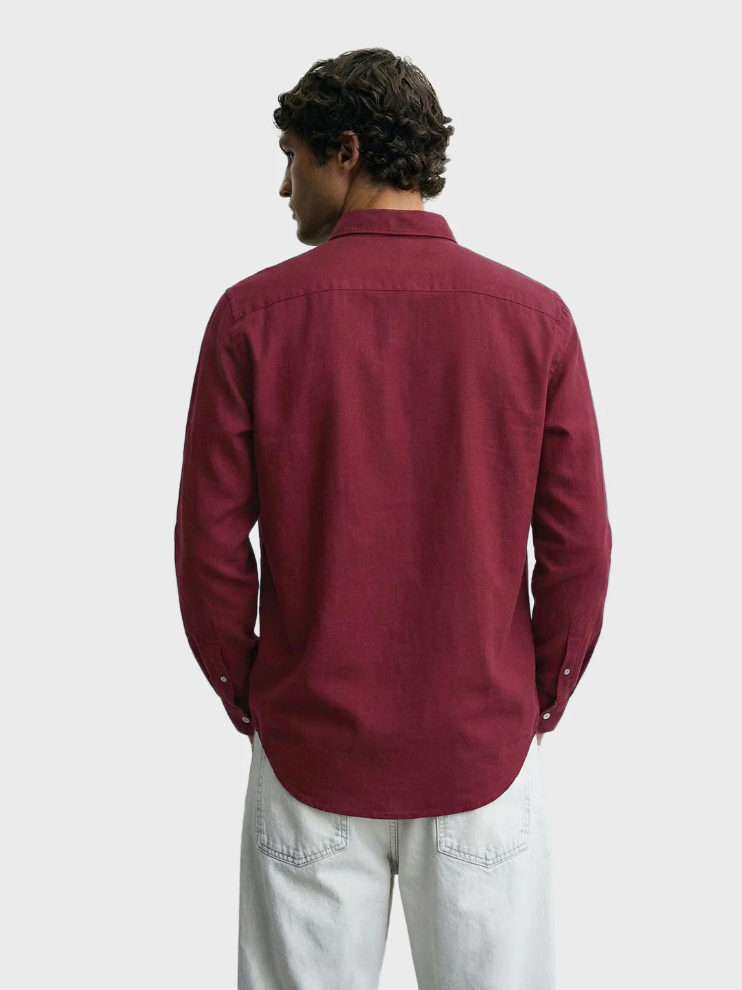 Men's Maroon Slim Fit Solid Casual Shirt - Image 5