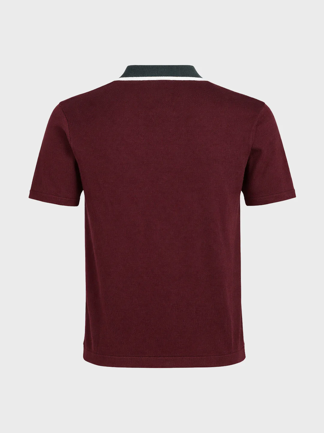 Men's Maroon Slim Fit Textured Flat Knit Polo T-Shirt - Image 6