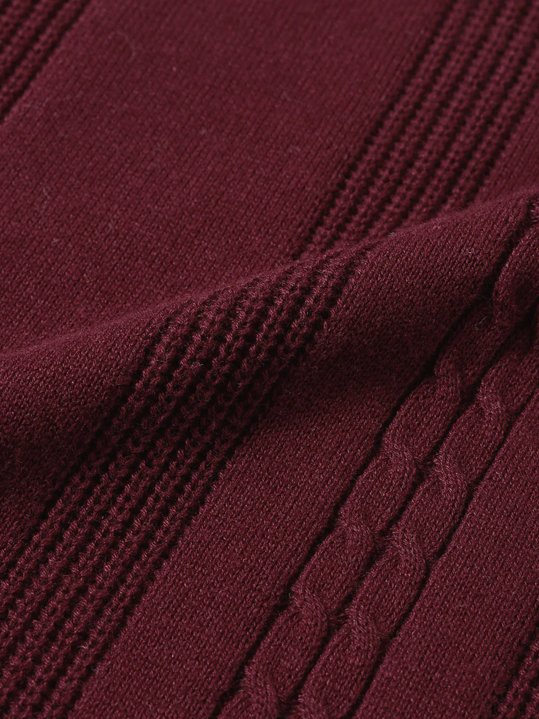 Men's Maroon Slim Fit Textured Flat Knit Polo T-Shirt - Image 7