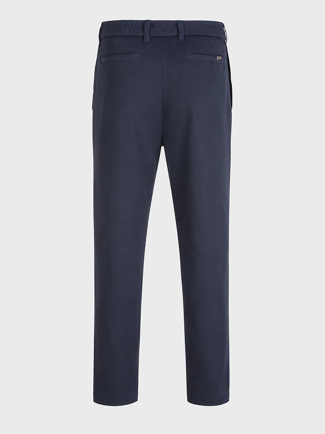 Men's Navy Blue Regular Fit Solid Casual Trousers - Image 8