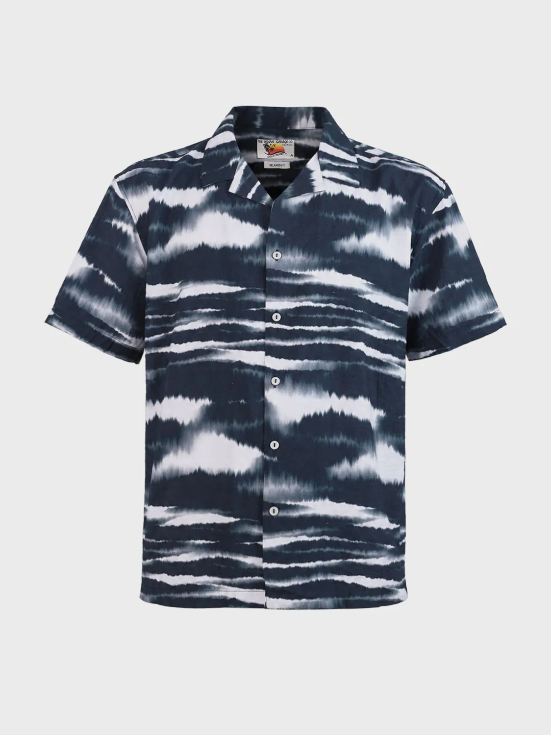 Men's Navy Blue Relaxed Fit Printed Resort Wear Shirt - Image 6