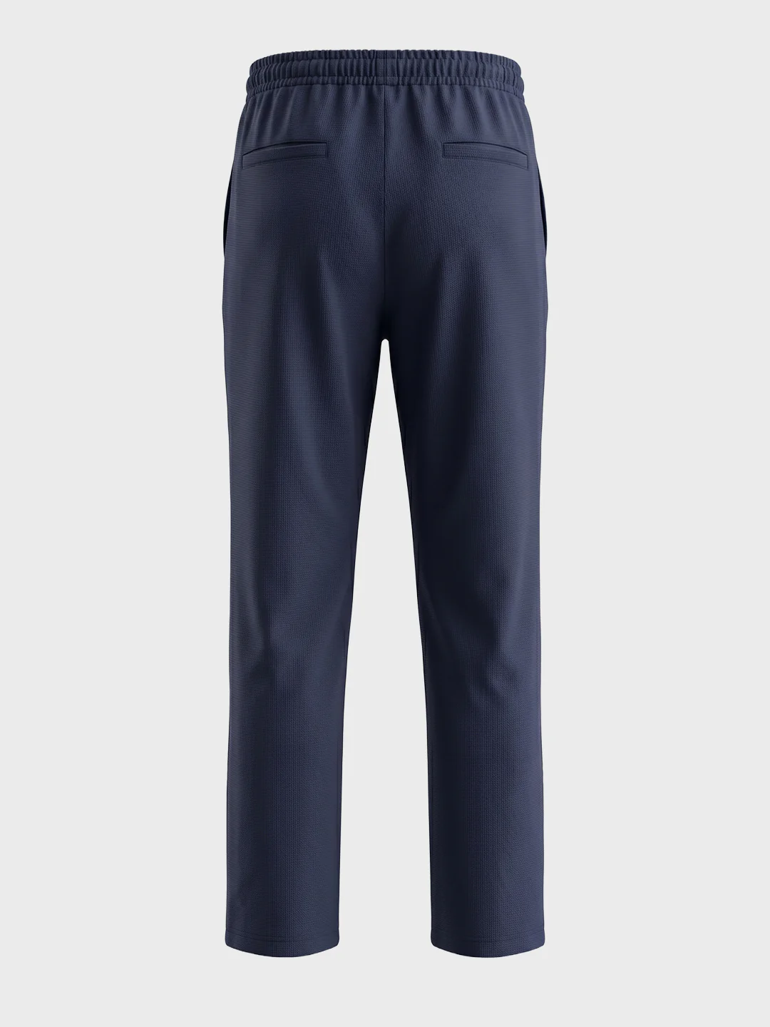 Men's Navy Blue Relaxed Staright Fit Solid Casual Trousers - Image 8