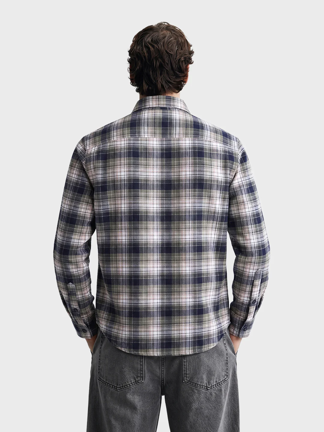 Men's Navy Blue Slim Fit Checkered Casual Shirt - Image 5