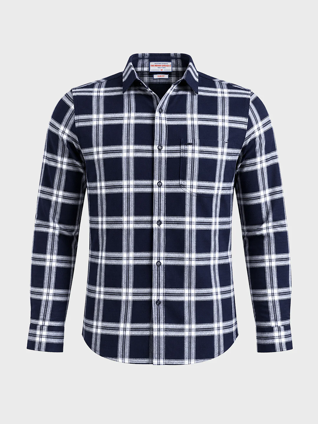 Men's Navy Blue Slim Fit Checkered Casual Shirt - Image 6