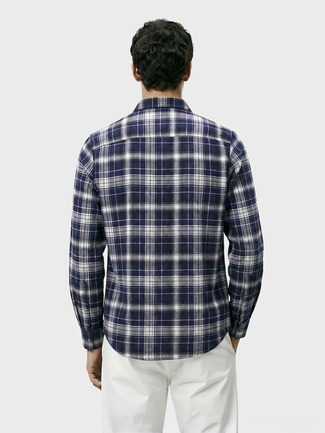 Men's Navy Blue Slim Fit Checkered Casual Shirt - Image 5