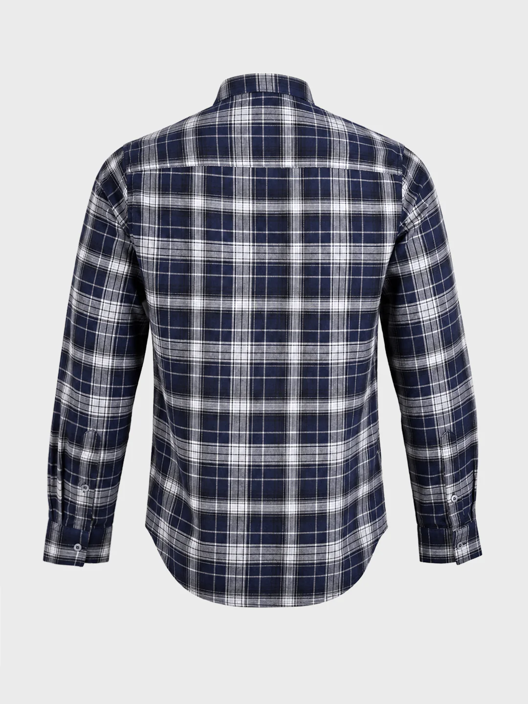 Men's Navy Blue Slim Fit Checkered Casual Shirt - Image 7
