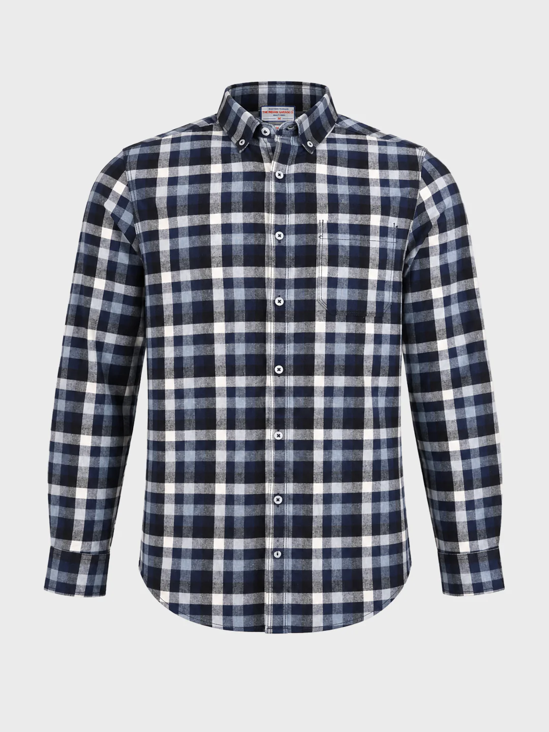 Men's Navy Blue Slim Fit Checkered Casual Shirt - Image 6