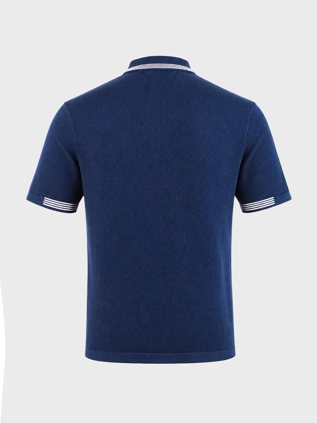Men's Navy Blue Slim Fit Solid Casual Polo T-Shirt - Image 7