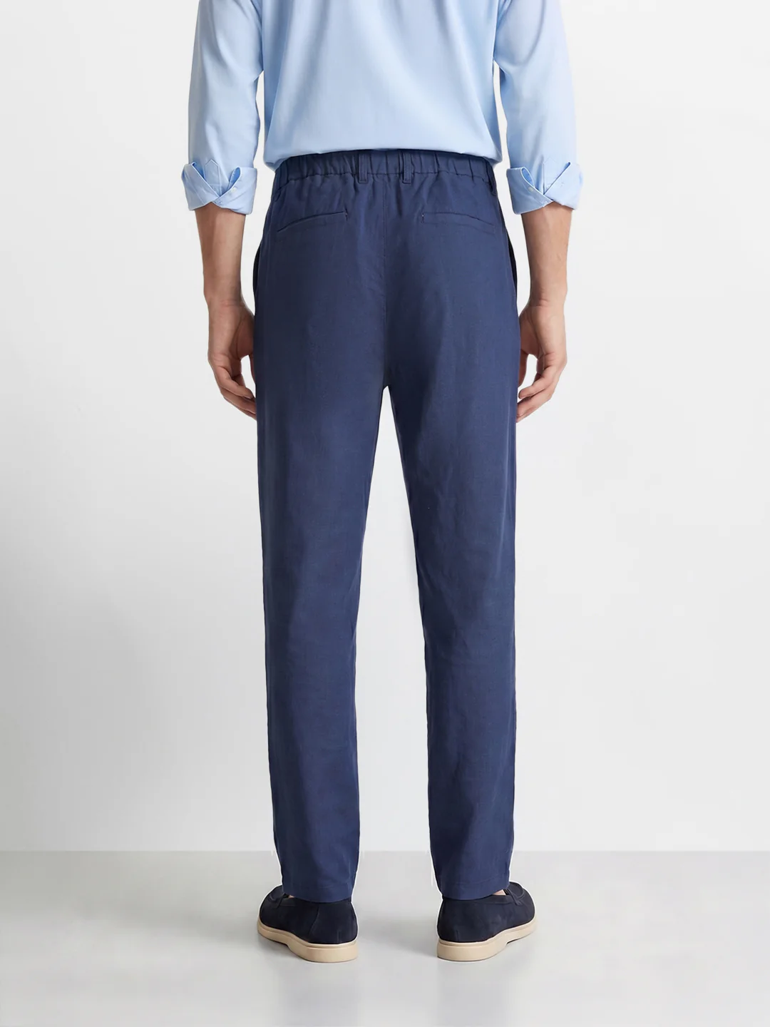 Men's Navy Regular Fit Solid Resort Wear Joggers - Image 5