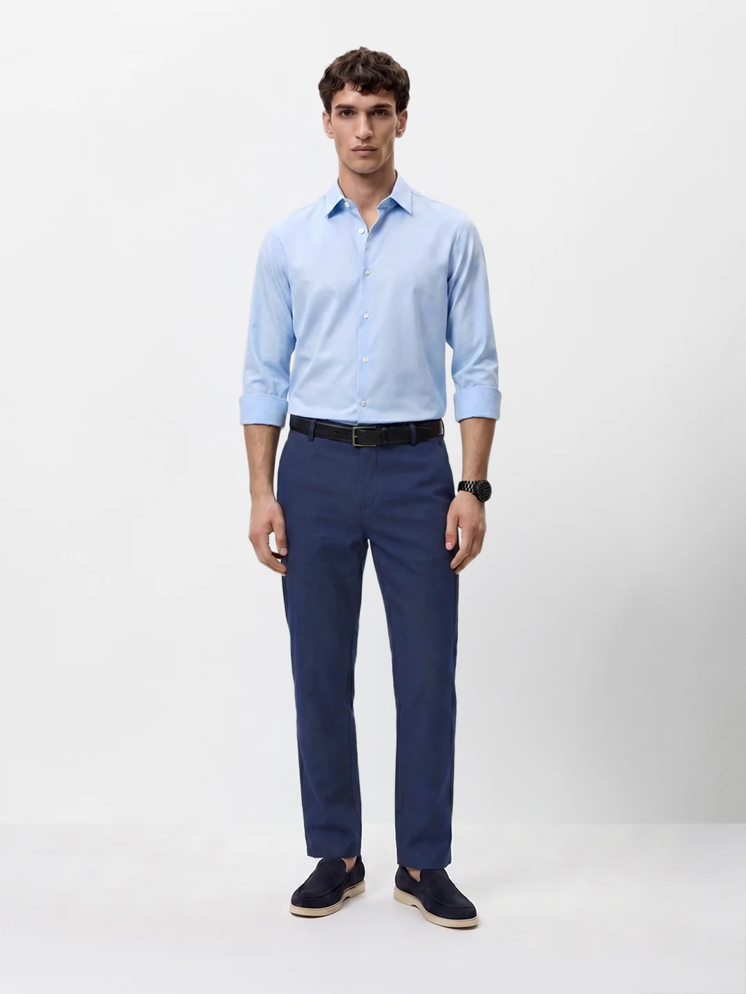 Men's Navy Regular Fit Solid Resort Wear Joggers - Image 6