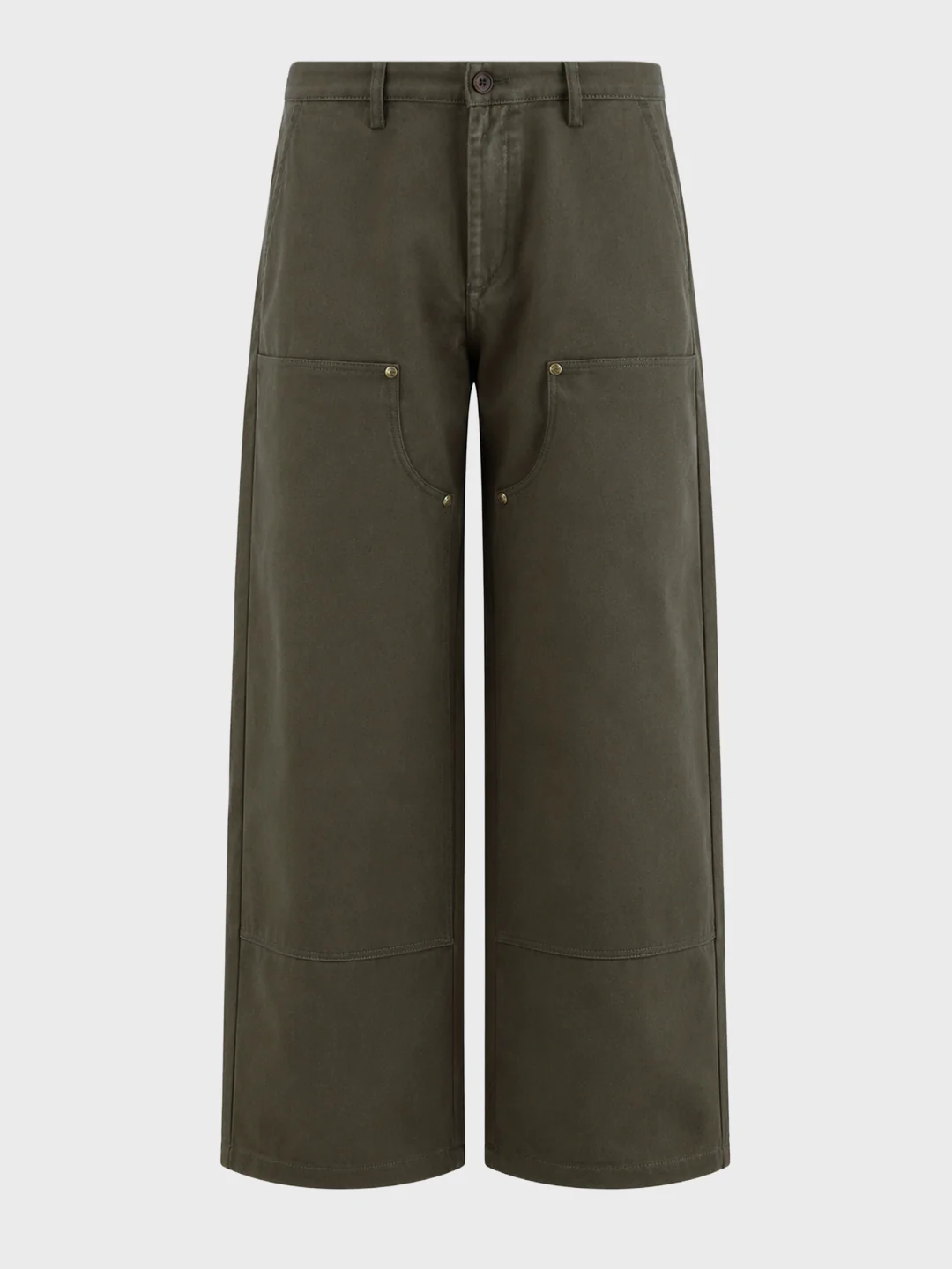 Men's Olive Baggy Fit Solid Utility Trousers - Image 7