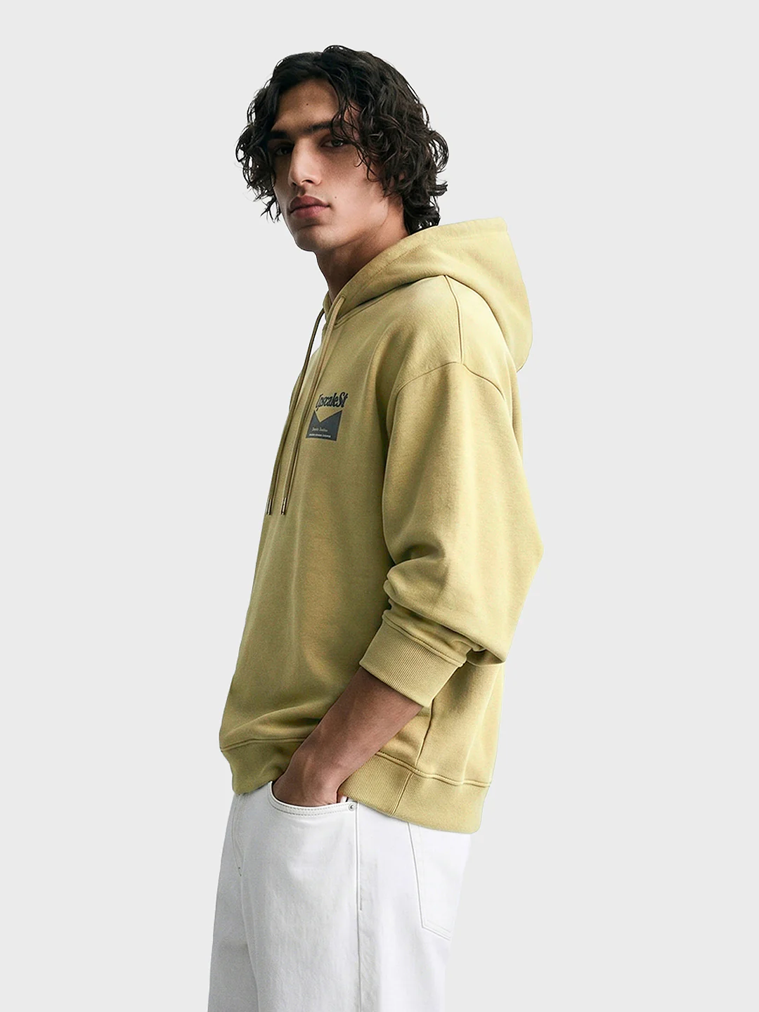 Men's Olive Boxy Fit Graphic Printed Casual Sweatshirt - Image 4