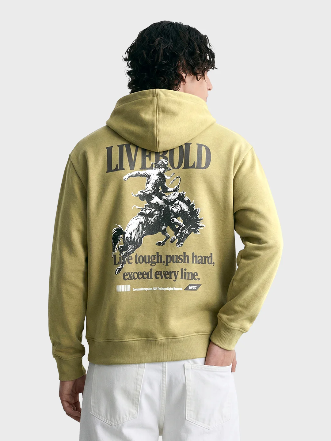 Men's Olive Boxy Fit Graphic Printed Casual Sweatshirt - Image 5