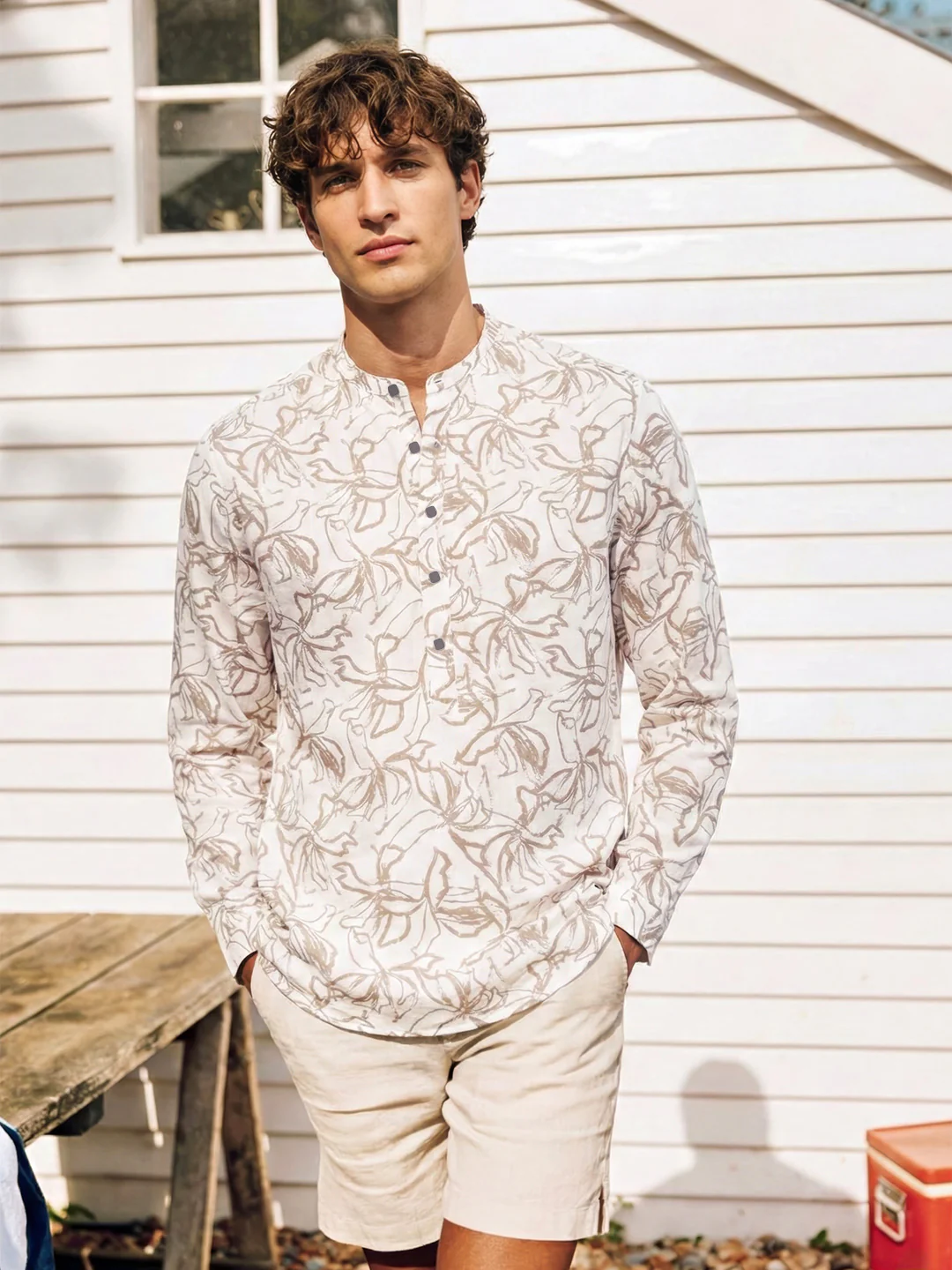 Men's Olive Regular Fit Printed Casual Shirts