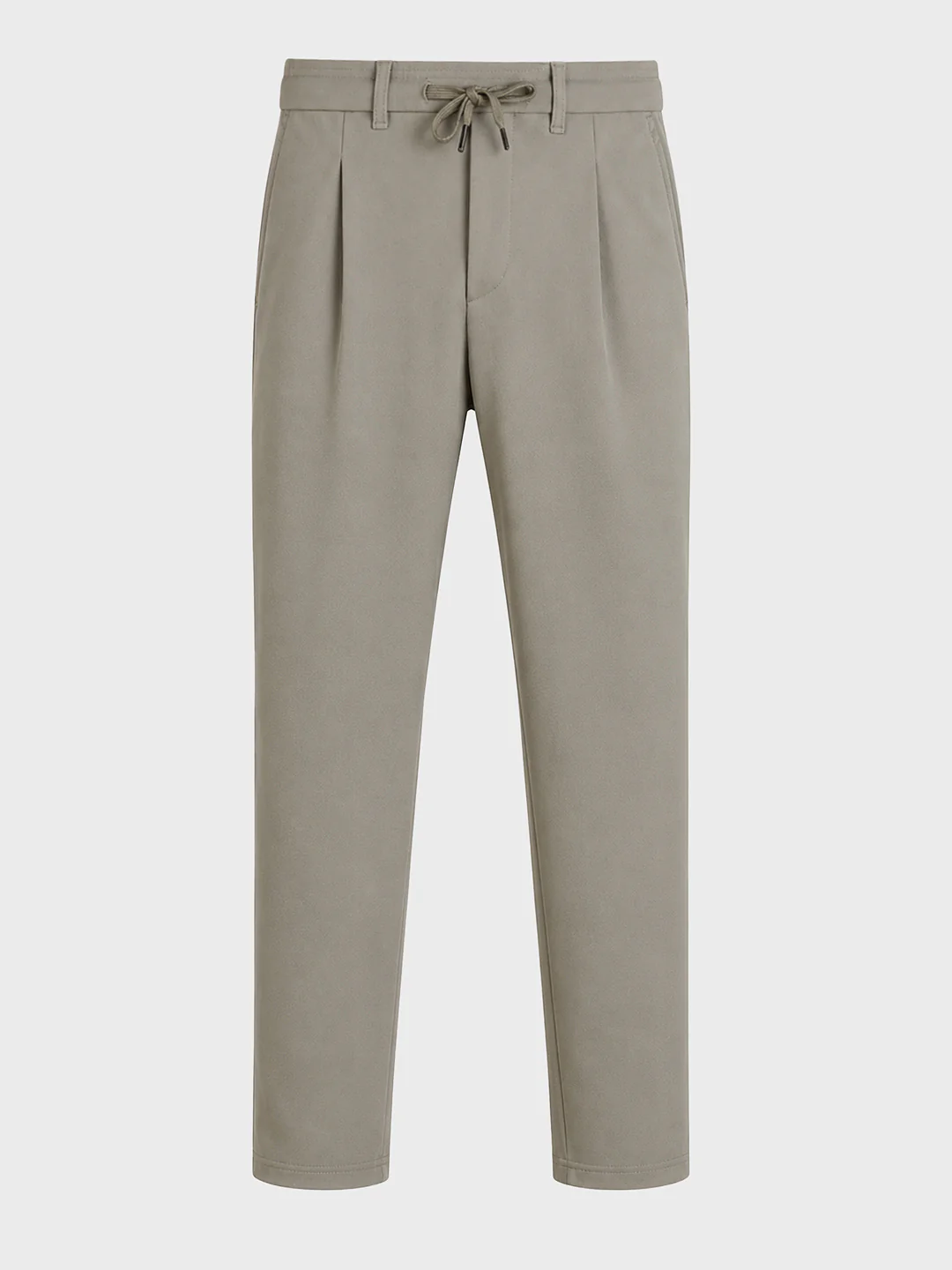 Men's Olive Regular Fit Solid Casual Trousers - Image 7