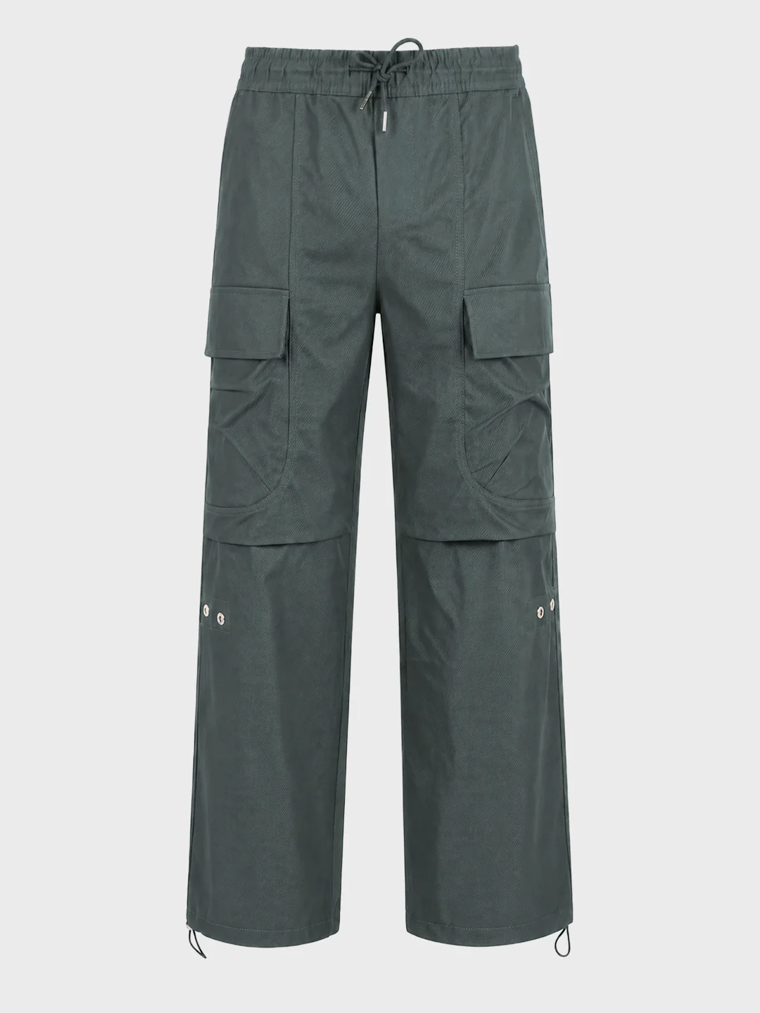 Men's Olive Relaxed Fit Solid Utility Joggers - Image 7