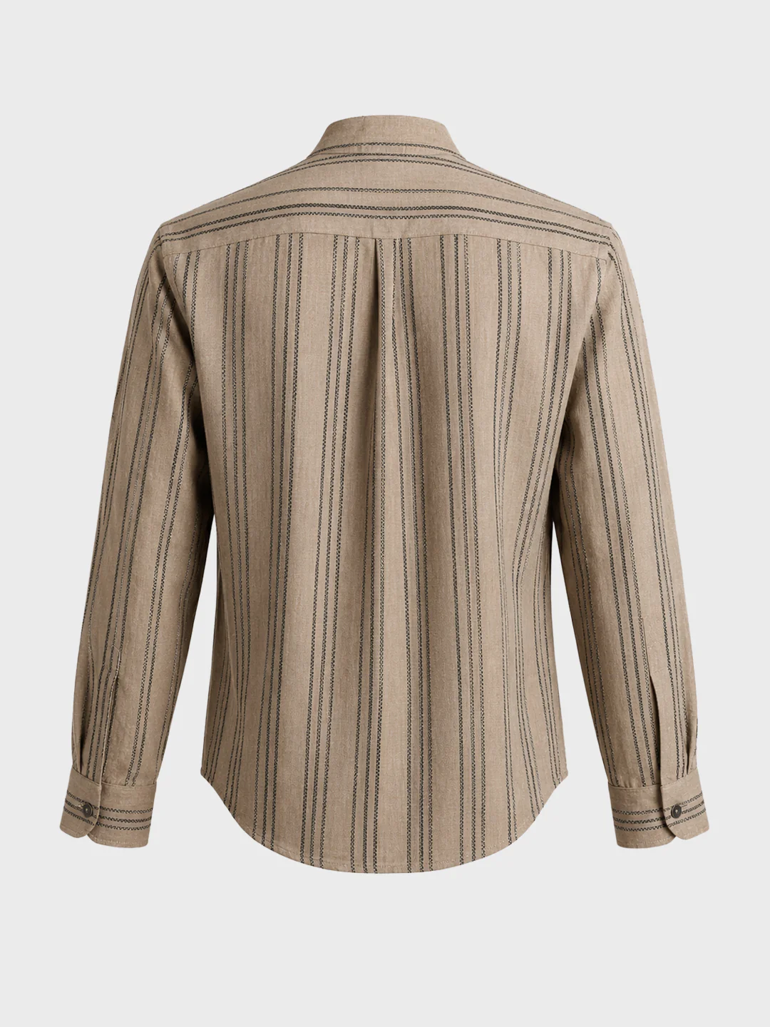 Men's Olive Relaxed Fit Vertical Stripes Resort Wear Shirt - Image 7