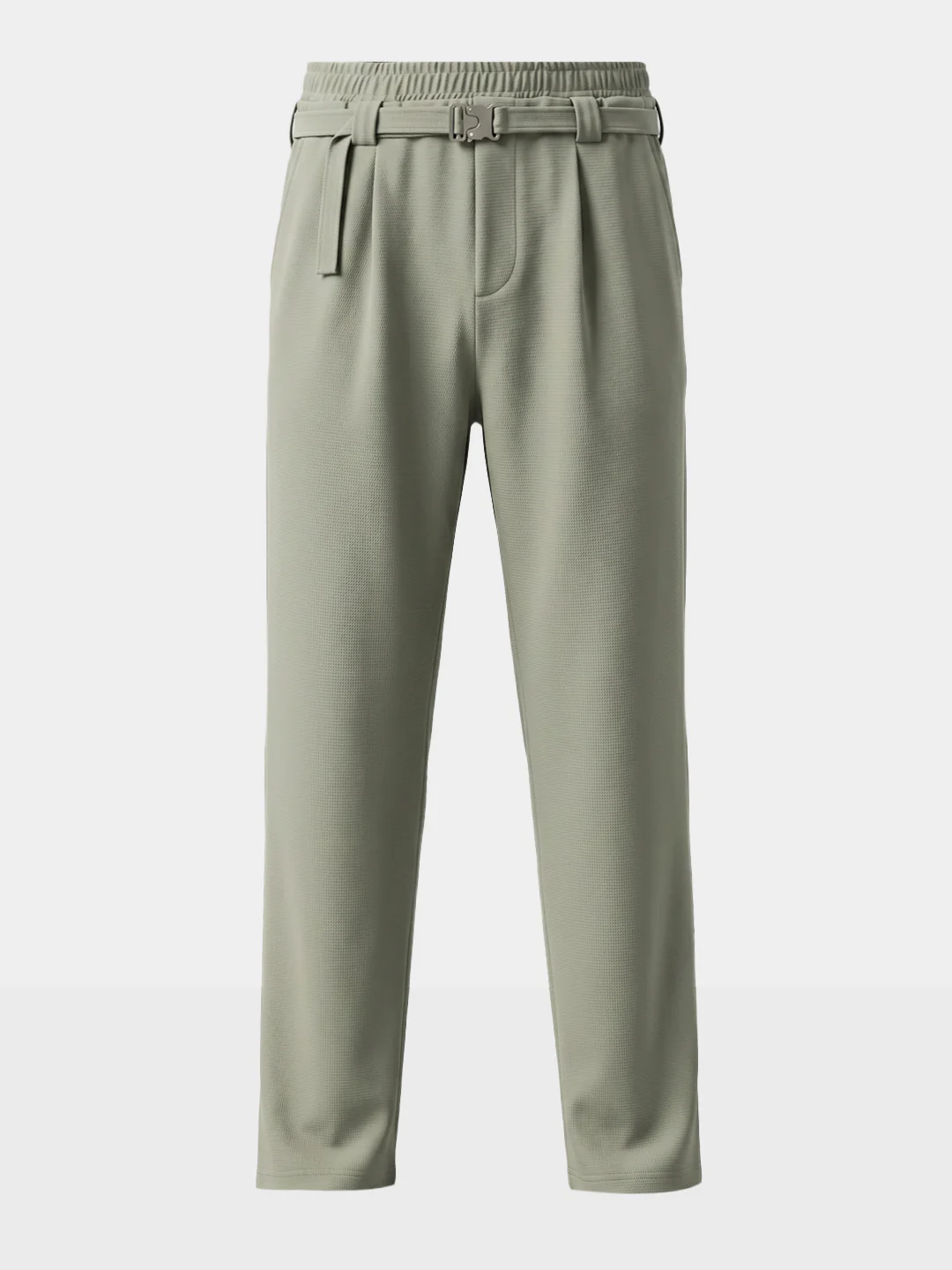 Men's Olive Relaxed Staright Fit Solid Casual Trousers - Image 7