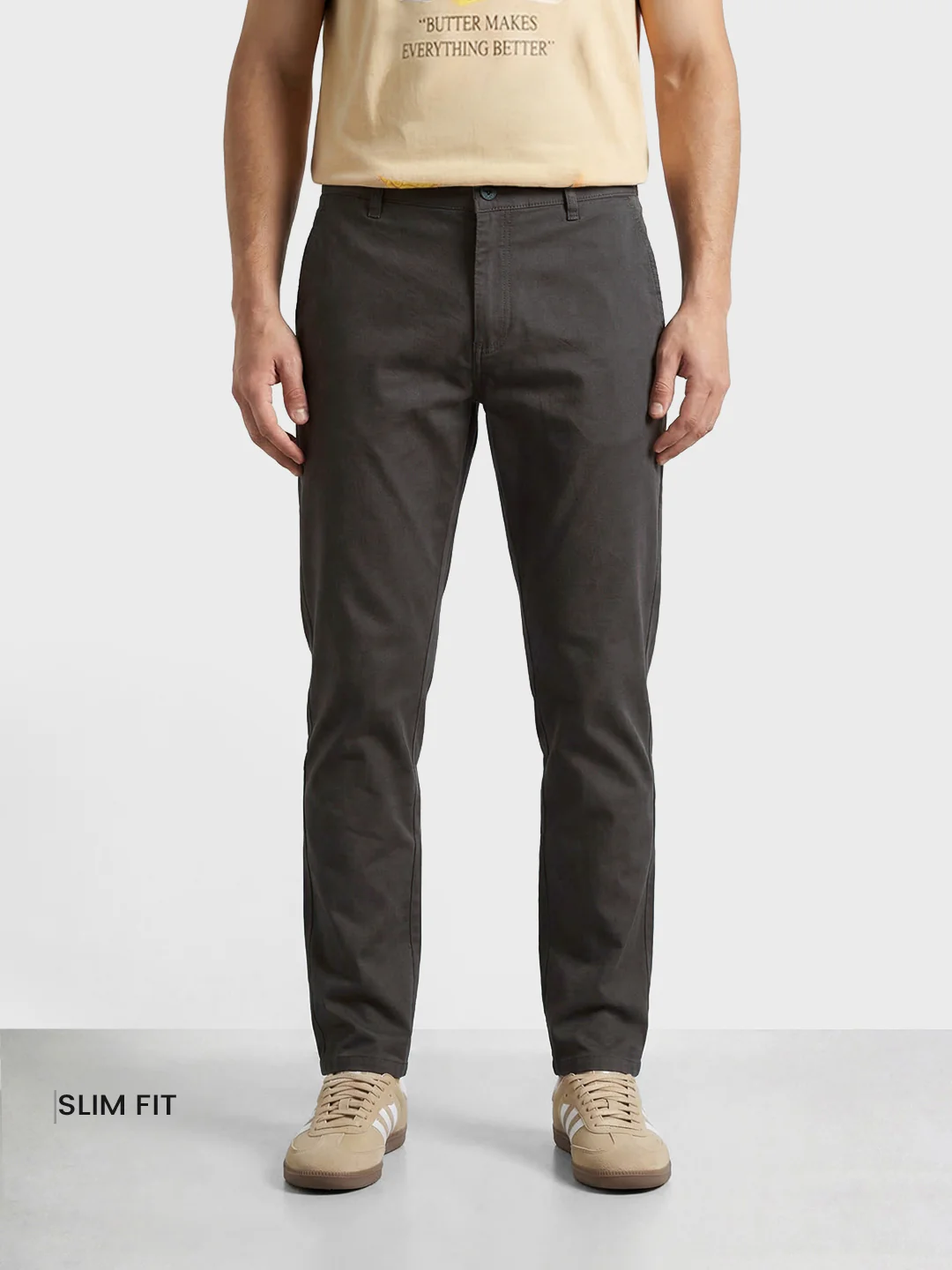 Men's Olive Slim Fit Solid Casual Chinos