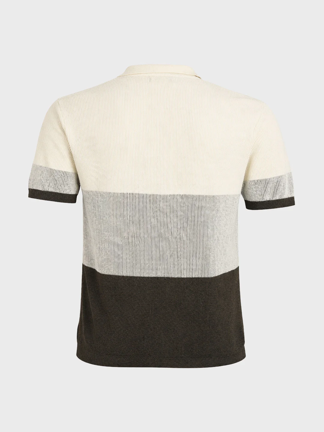 Men's Olive Slim Fit Striped Flat Knit Polo T-Shirt - Image 6