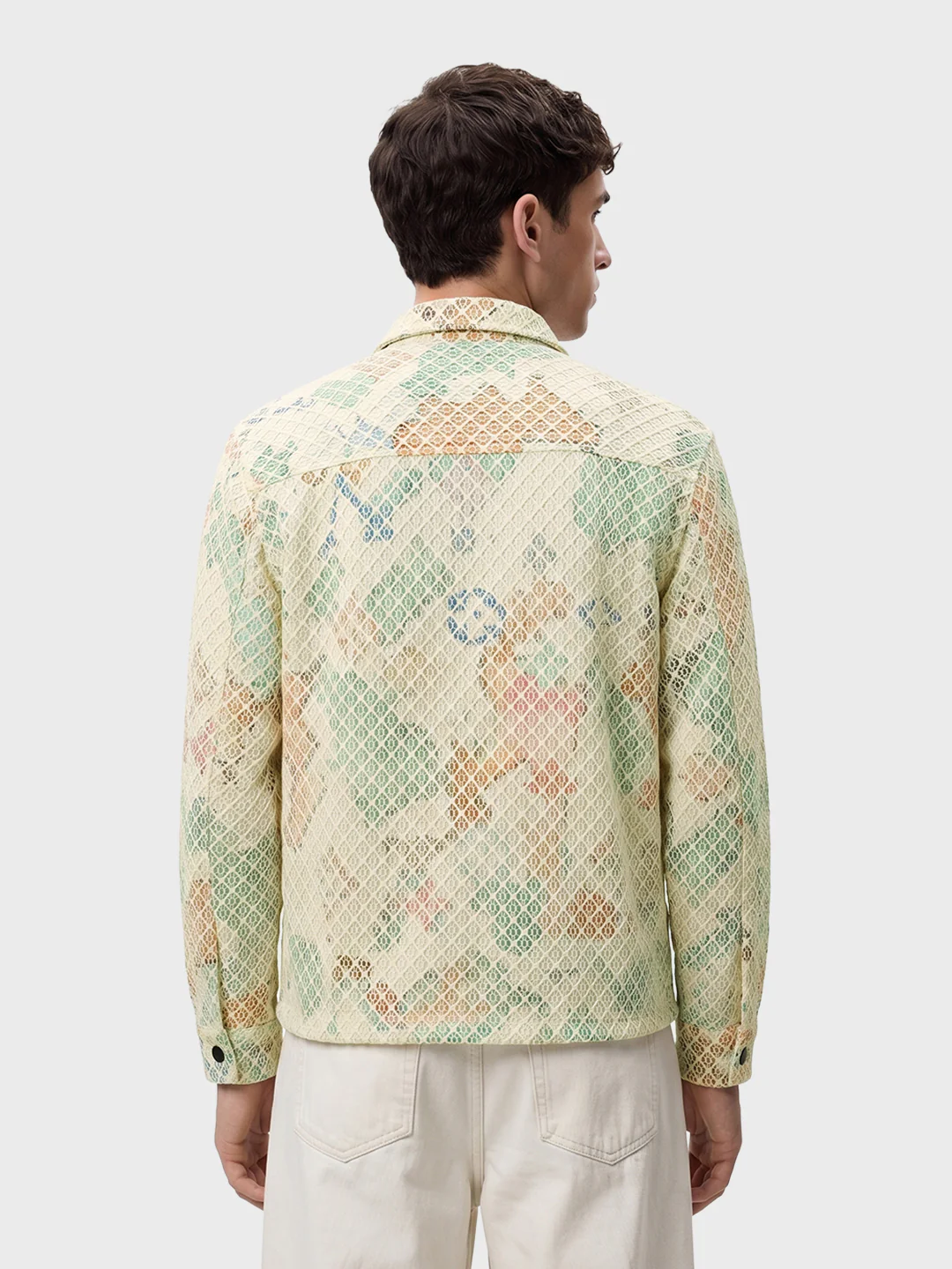 Men's Cream Regular Fit Solid Casual Shirts - Image 5
