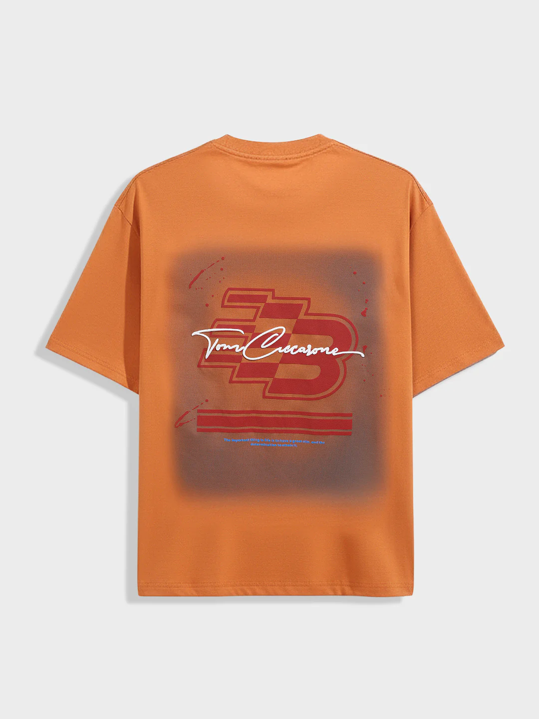 Men's Orange Relaxed Fit Embroided 240 GSM Casual T-Shirt - Image 4