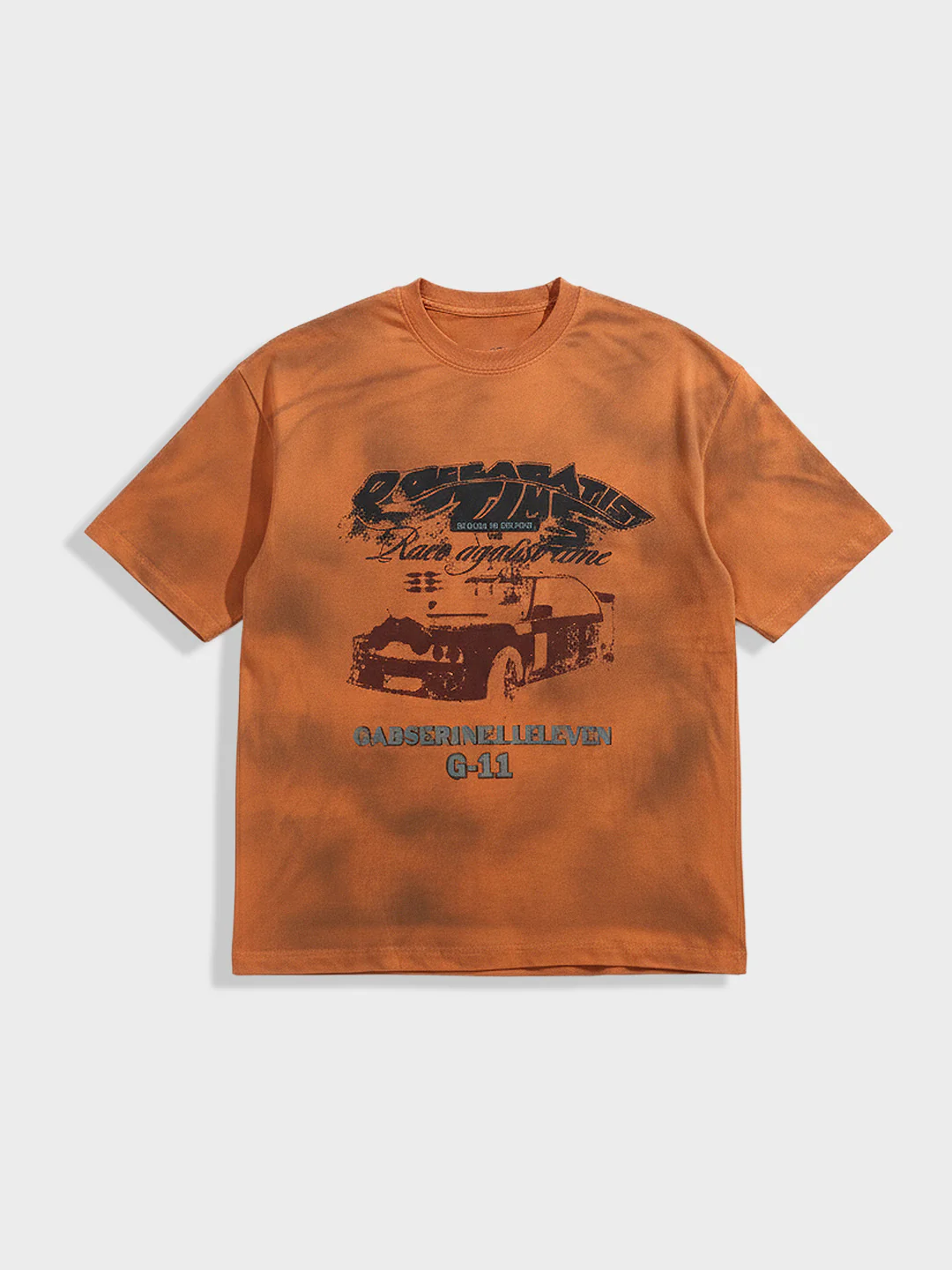 Men's Orange Relaxed Fit Graphic Printed 240 GSM Casual T-Shirt - Image 3