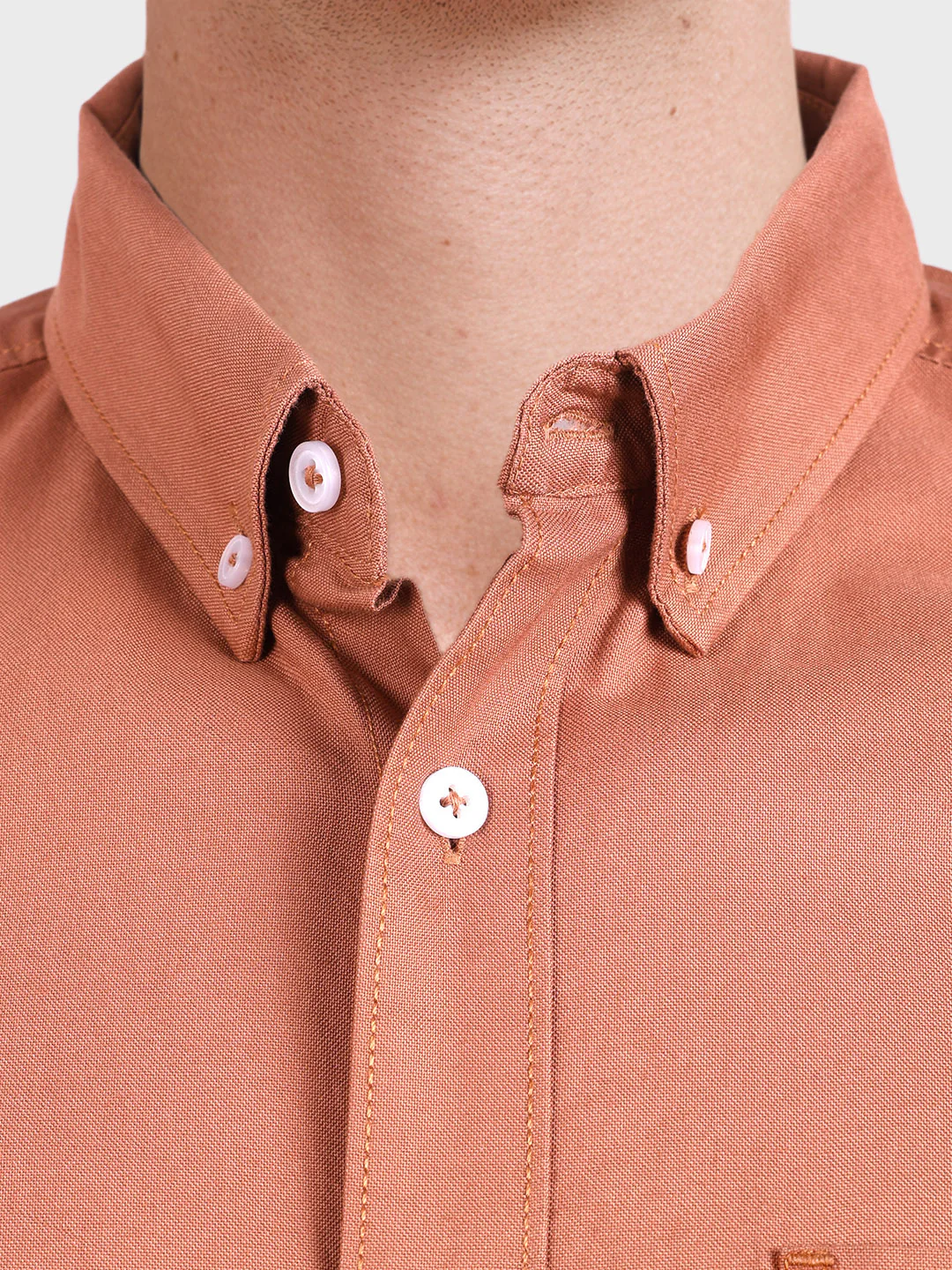 Men's Orange Slim Fit Solid Casual Shirt - Image 3