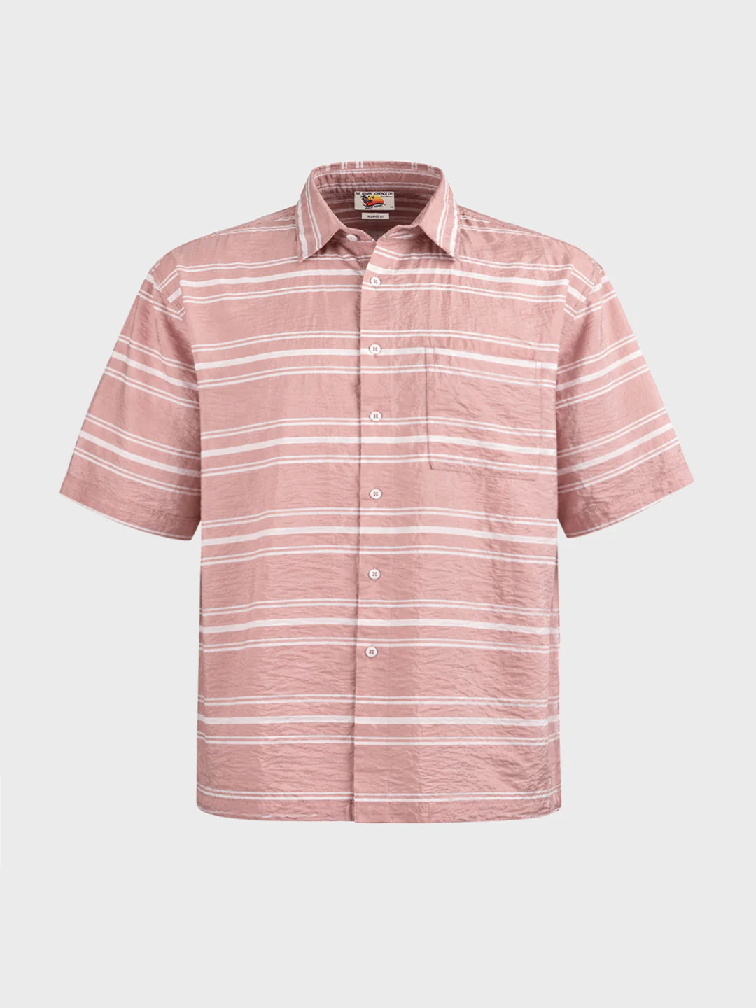 Men's Pink Boxy Fit Striped Resort Wear Shirt - Image 6