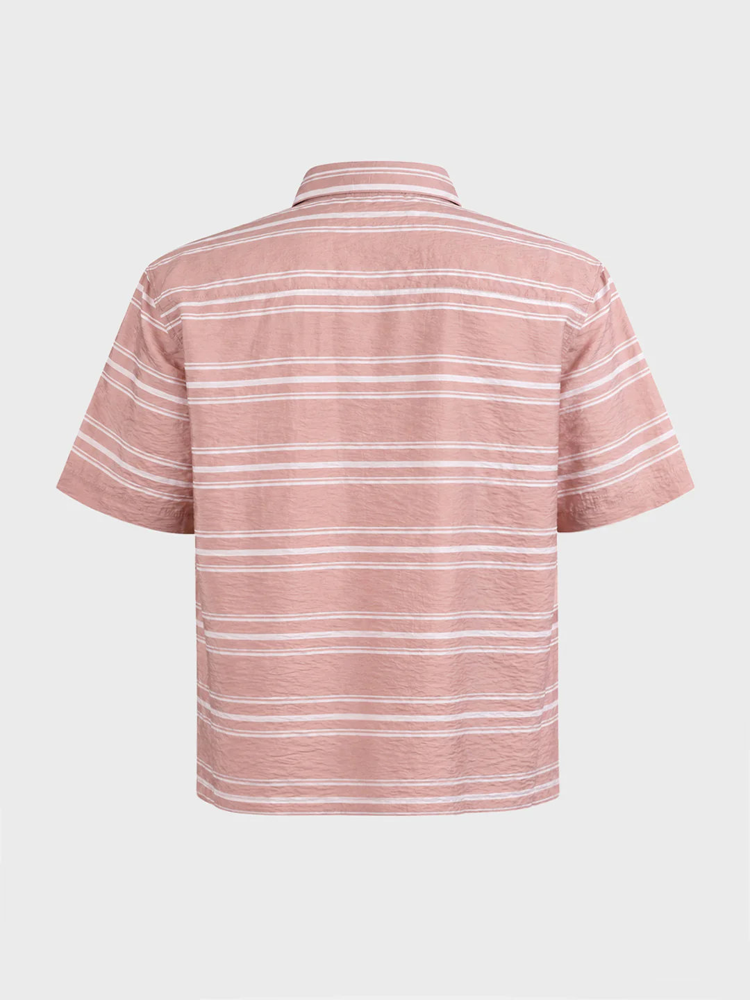 Men's Pink Boxy Fit Striped Resort Wear Shirt - Image 7