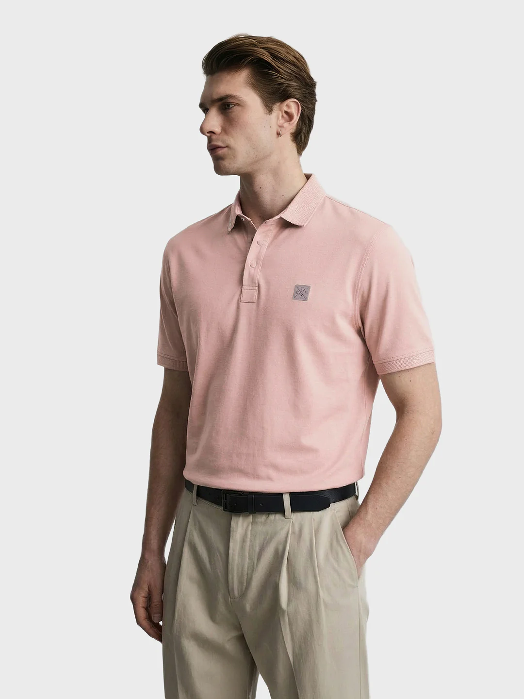 Men's Pink Regular Fit Printed Casual Polo T-Shirt - Image 4