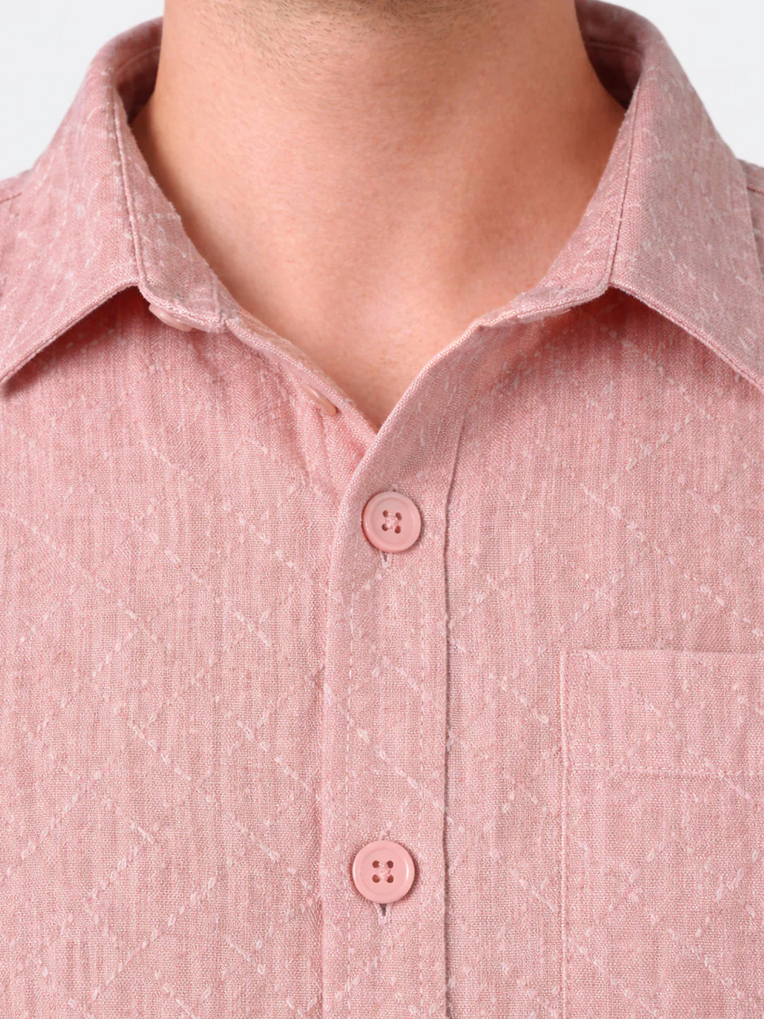 Men's Pink Oversized Fit Textured Casual Shirts - Image 3